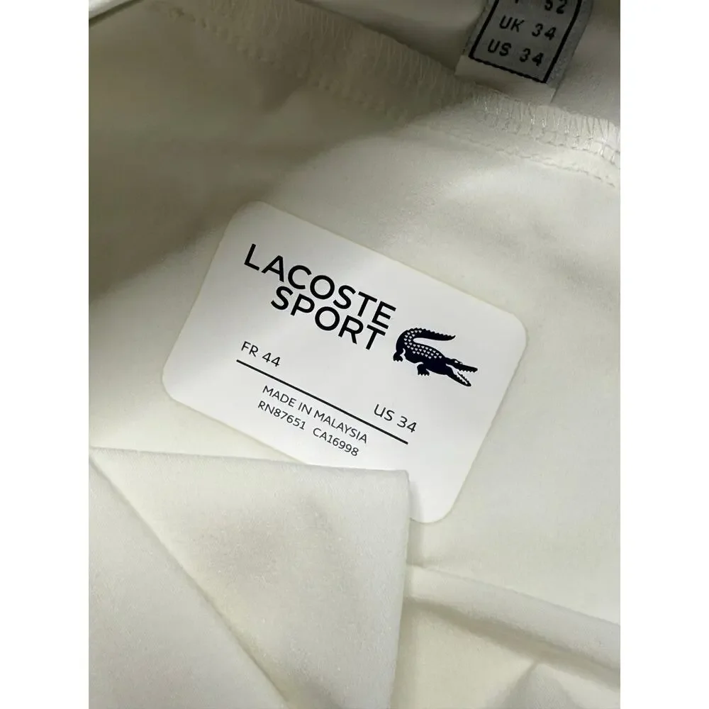 Lacoste Sport White Golf Shorts Men’s Size 34 Stretch Performance Flat Front NWT - Picture 8 of 9